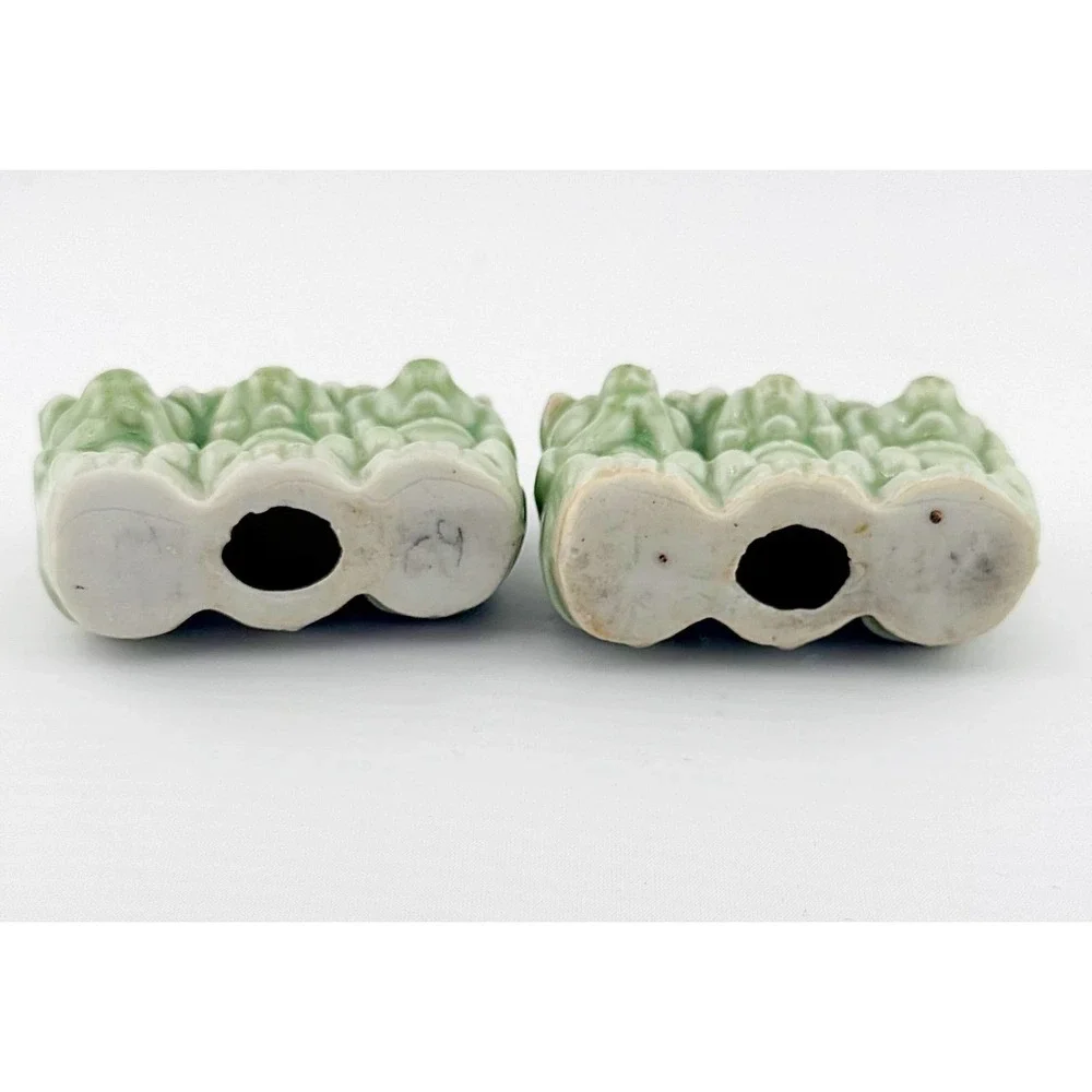 Vintage Japanese ceramic pigs see, hear, speak no evil chopstick/knife holders.